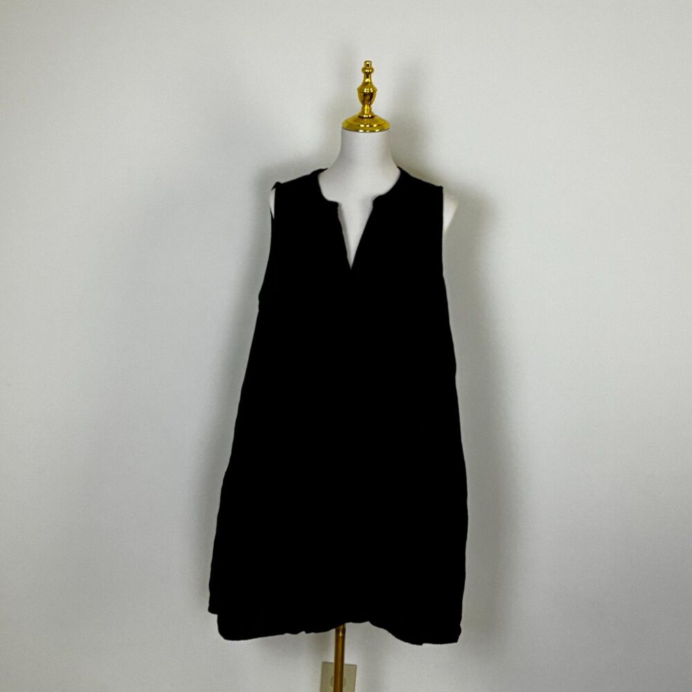 Time and Tru Women's Sleeveless Shift Dress Black Split V-Neck Tunic Size XXL